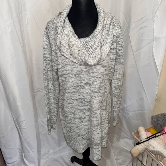 AB Studio Sweaters - AB Studio Light Gray Cowl Neck Sweater Dress Sz L